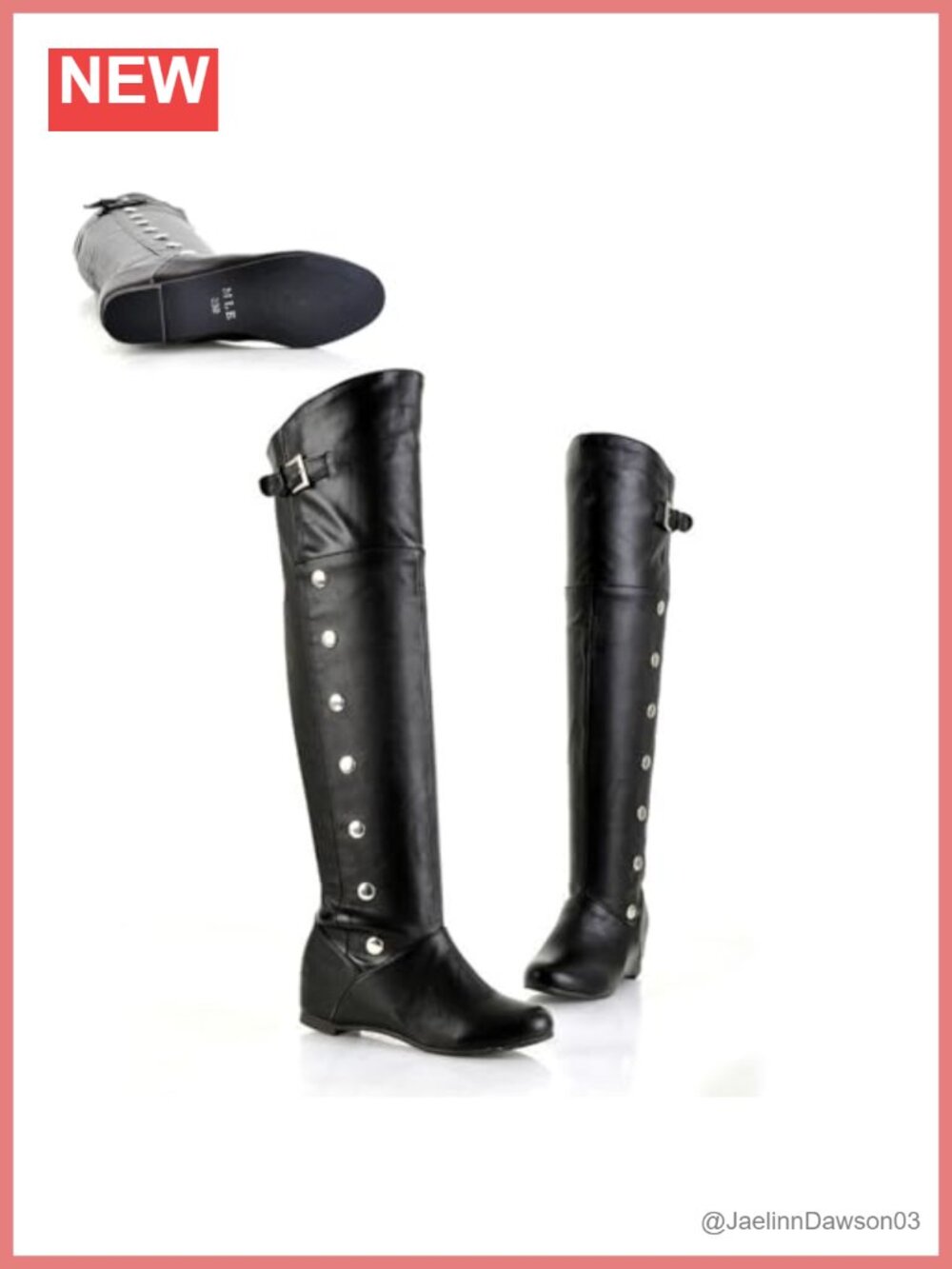 Women's Hidden Wedge Knee High Boots Studded Round Toe Pull-On Faux Leather